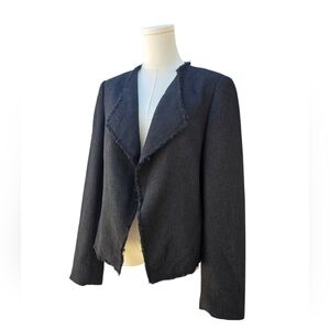 LOFT Black Frayed Edge Blazer